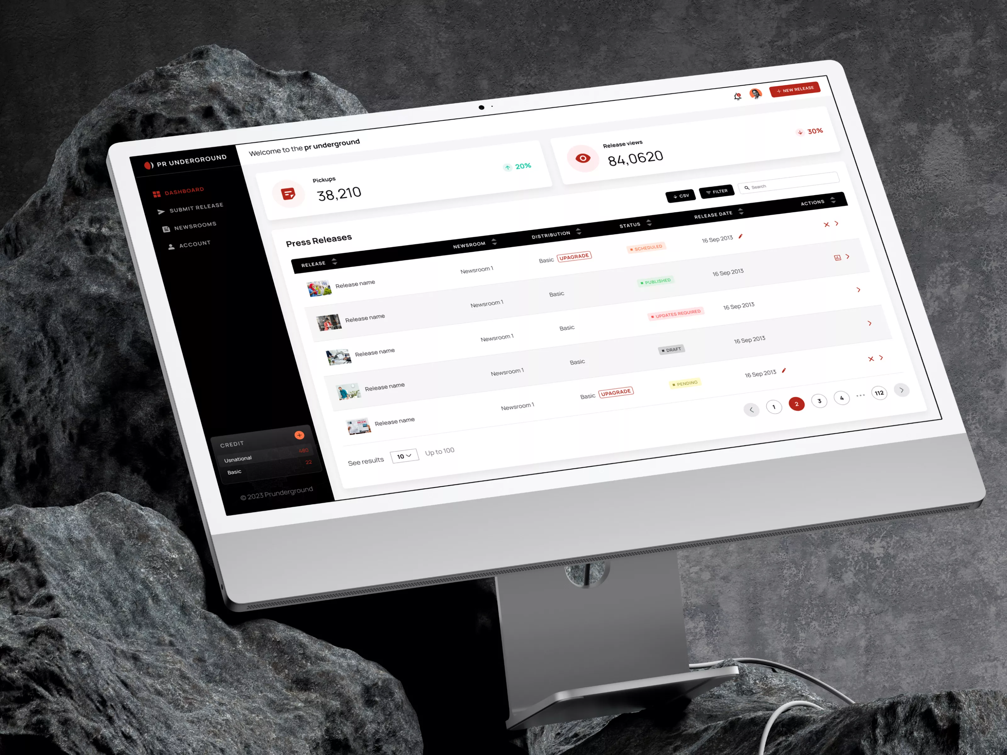 PRUNDERGROUND PRESS RELEASE SERVICE WEBSITE UI/UX