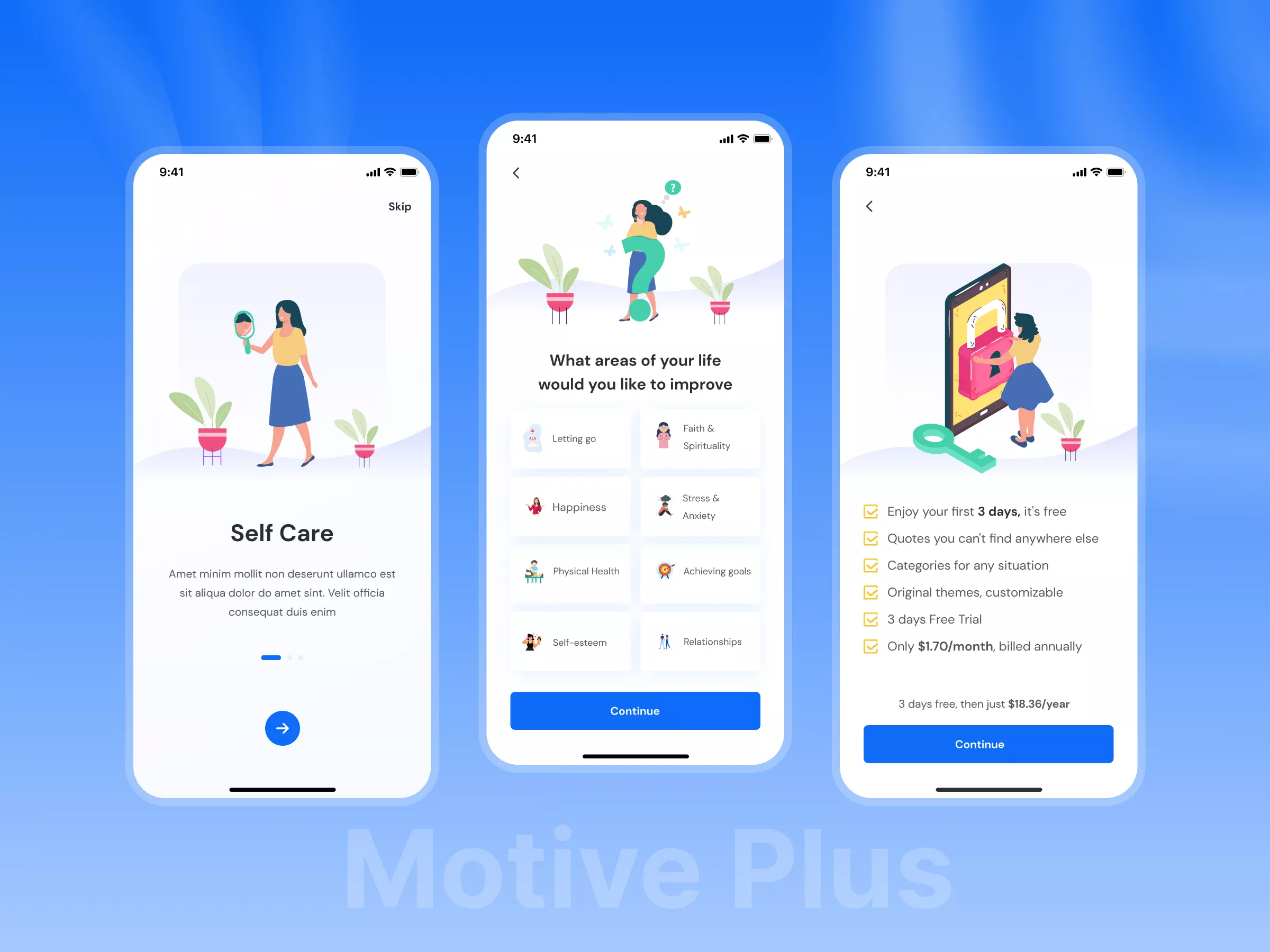 Motive Plus – Motivational Mobile App UI/UX Design for Daily Inspiration