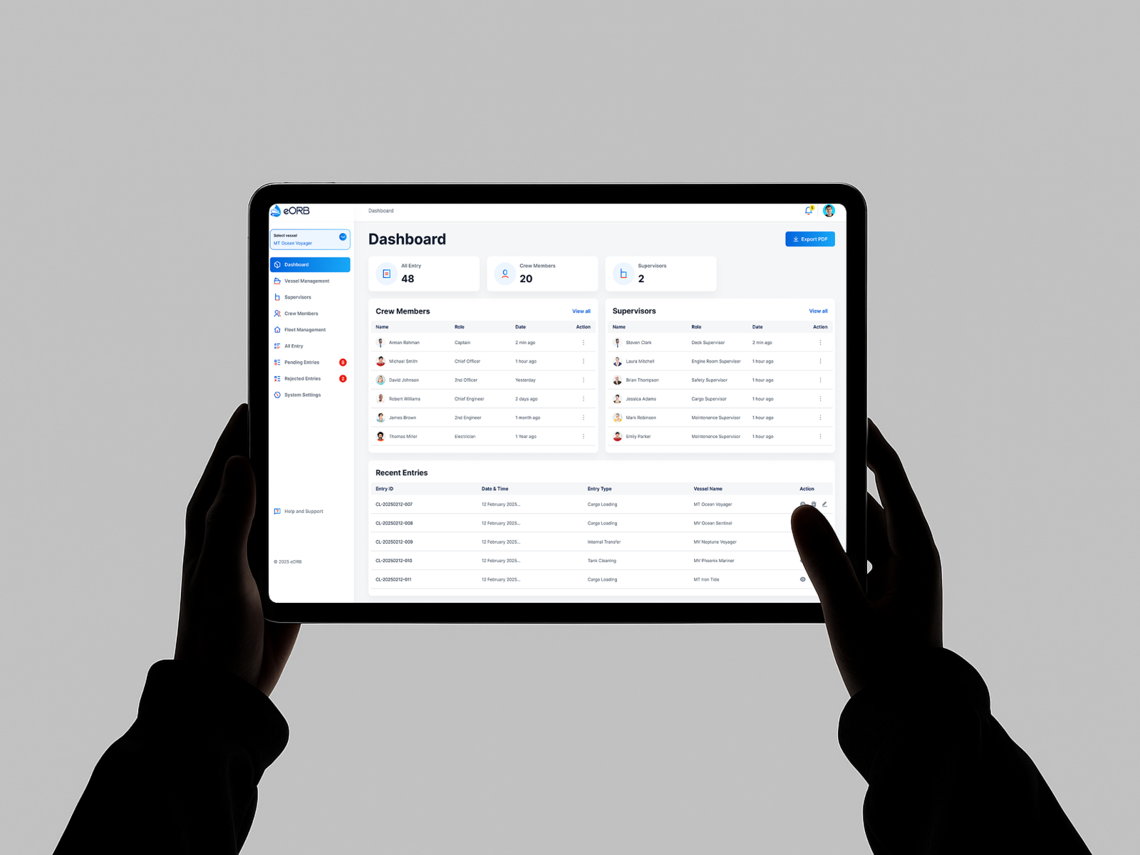eORB – Oil Record Book Web App Design for Marine Operations